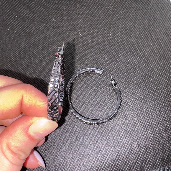 Bundle of Elegant Gold Hoop Earrings with Crystals - Picture 3 of 3